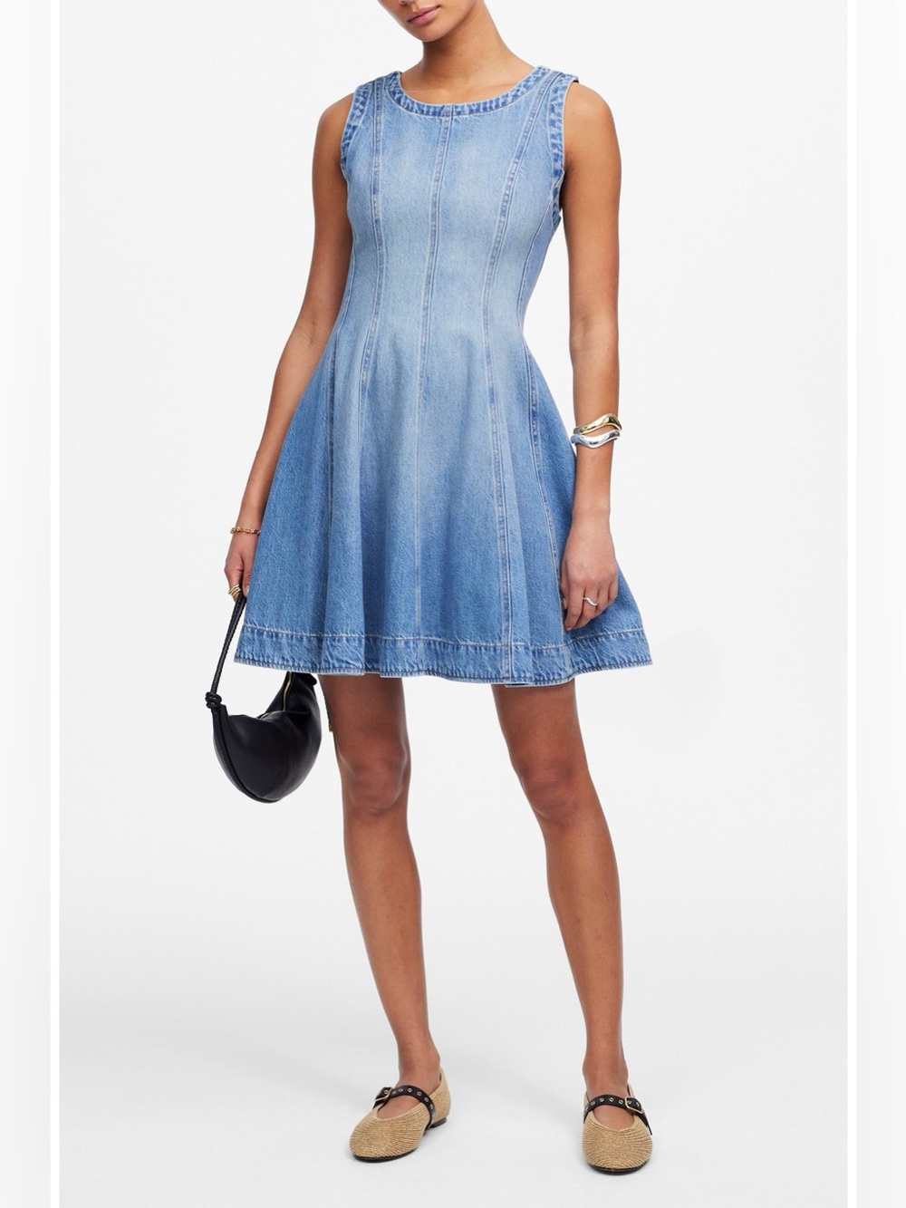 Madewell Circle Mini Dress: Airy Denim Edition Ashbury Wash L